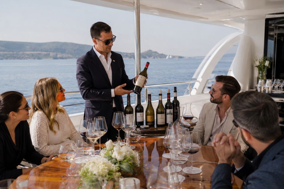 Wine tasting in yacht