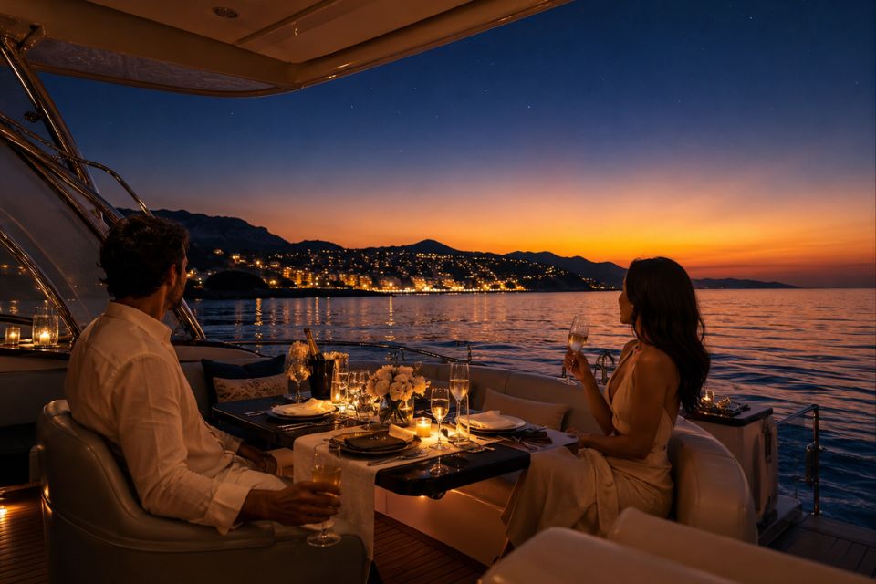 Tramonto, stelle e comfort a bordo